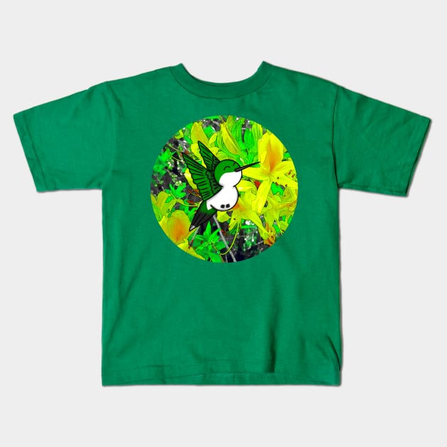 Hummingbird Honeysuckle Large Design Kids T-Shirt by Aeriskate